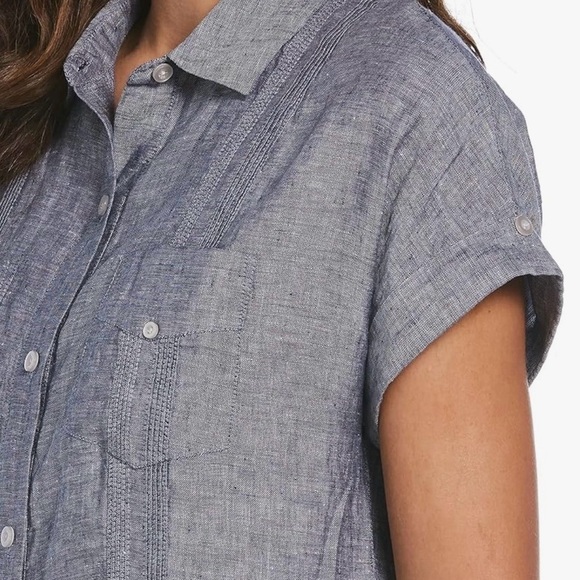 Cubavera Guayabera short sleeve 100% linen dress with slip - Picture 7 of 10